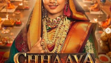 Chhaava movie poster featuring Vicky Kaushal as Chhatrapati Sambhaji Maharaj